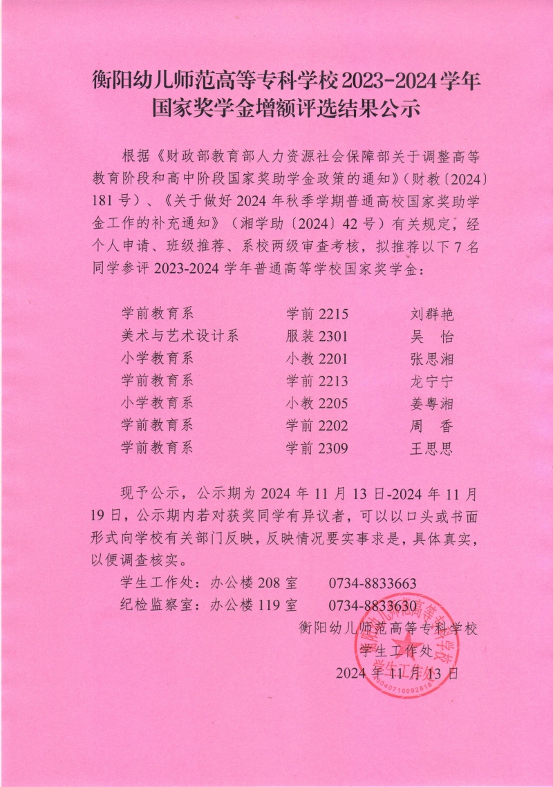 2023-2024學(xué)年普通高等學(xué)校國家獎(jiǎng)學(xué)金增額評(píng)選結(jié)果公示——衡陽幼兒師范高等?？茖W(xué)校.jpeg