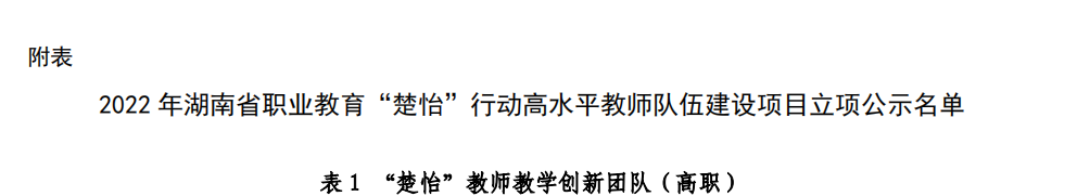 喜報|我校入選湖南省職業(yè)教育“楚怡”教師教學創(chuàng)新團隊